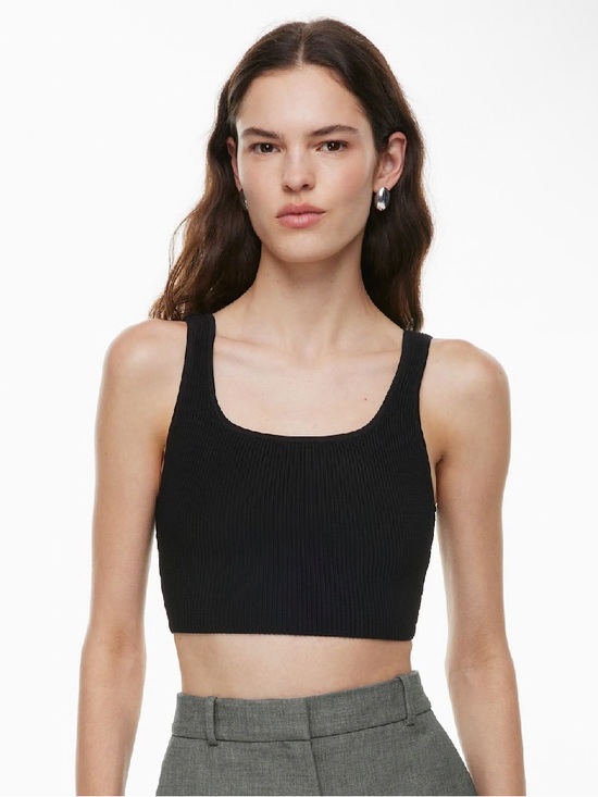 Aritzia Tops - Aritzia Babaton Sculpt Knit Squareneck Cropped Tank in Black